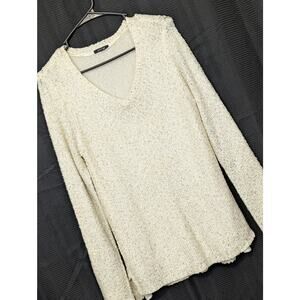 APT. 9! CREAM W/GOLD MINI SEQUINS DROP TAIL "BLOUSE" SWEATER! SZ M
